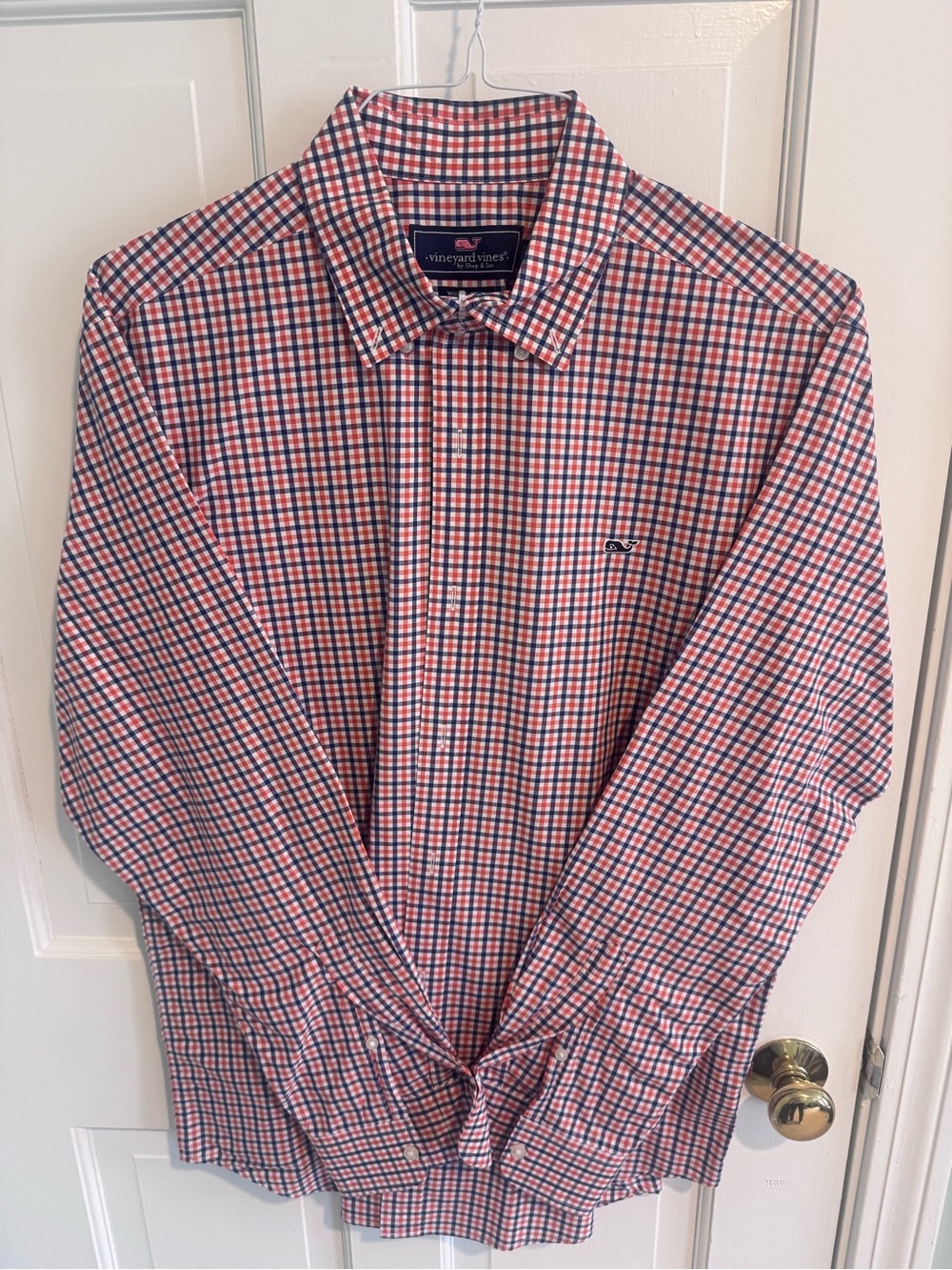 Vineyard Vines Men's Orange & Blue Checked Button-Down Shirt